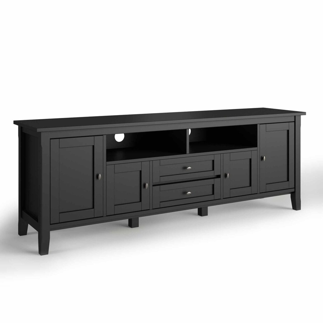 Simplihome Warm Shaker Solid Wood Universal Tv Media Stand 72"Transitional